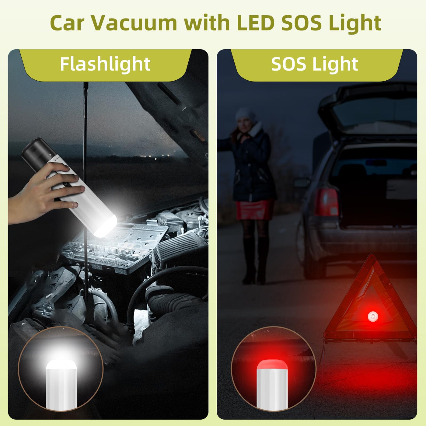 Chuboor Mini Staubsauger Handstaubsauger akku, 15000Pa Leistungsstarker Akku Handstaubsauger Hohe Leistung Mini Staubsauger 6 in 1 mit Luftgebläse/Inflator/Pumpe/LED und SOS-Licht