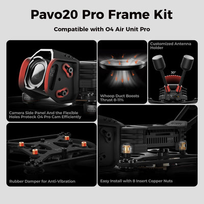 BETAFPV Pavo20 Pro Bürstenlos Whoop Quadrocopter mit HD Digital Halterung, kompatibel mit O4 Air Unit Pro, mit 1104 7200KV Motor, F4 2-3S 20A FC, COB LED-Streifen für FPV Freestyle Shooting