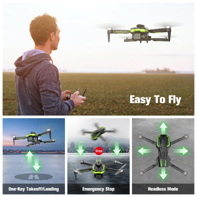 Drohne mit Kamera 4K für Kinder mit Bürstenlose Motor, RC Drone Quadcopter mit WiFi Übertragung, 38 mins Lange Flugzeit, Anfänger Drohne Spielzeug Geschenke für Jungen Mädchen (Green)