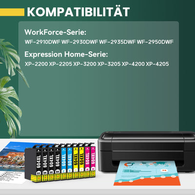 INK E-SALE 604XL Druckerpatronen kompatible für Epson 604XL 10er-Pack für Expression Home XP-3200 XP-3205 XP-4200 XP-4205 XP-2200 XP-2205 Workforce WF-2910 WF-2930 WF-2935 WF-2950