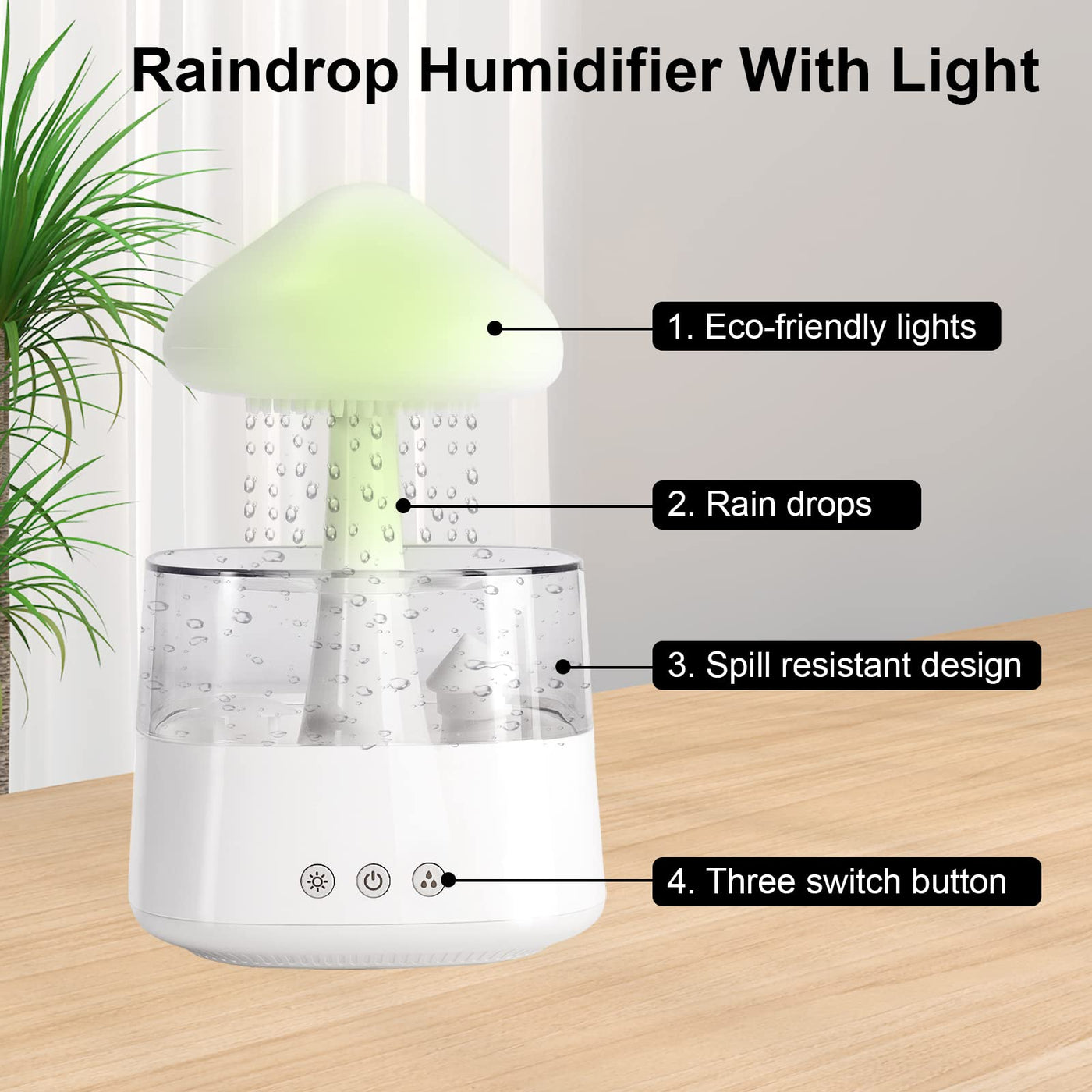 Luftbefeuchter, 450ML Luftbefeuchter Kinderzimmer, luftbefeuchter schlafzimmer,BPA-Frei, Auto Abschaltung, Leicht zu Reinigender Humidifier für Büro, Pflanze (Weiß)