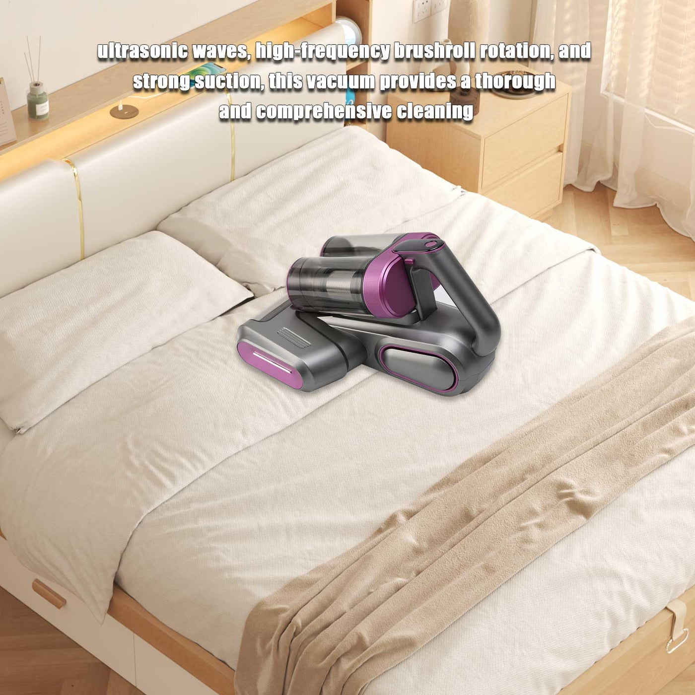 Matratzenstauatratzenstaubsauger Bettstaubsauger 13KPa Sauger Doppelsauger Handstaubsauger Anti- Allergen mit UV- C und Ultraschall für Tierhaare Bettlaken Sofa Kissen und mehr