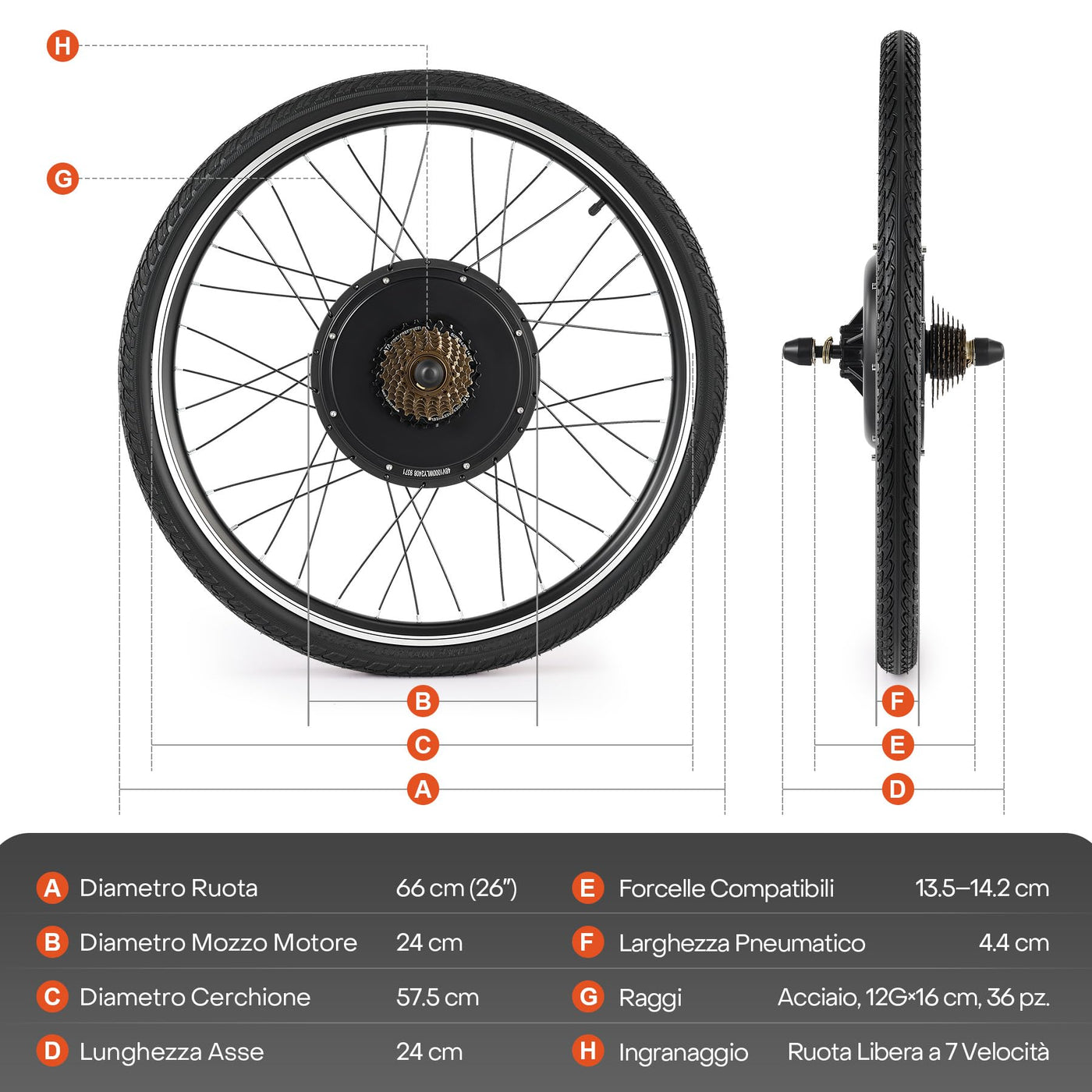 CO-Z 26 Zoll Ebike Umbausatz E-Bike Hinterrad Umbausatz Kit Elektrofahrrad Umbausatz Ebike Conversion Kit Electric Bicycle Umbausatz Pedelec Umbausatz 1000W