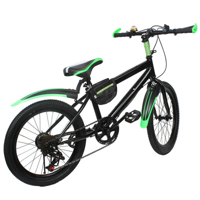 Mountainbike 20 Zoll Kinderfahrrad Fahrrad mit Kotflügeln 7 Gang Kohlenstoffstahl Kinder Fahrrad Doppelscheibenbremse Fahrrad Grün Bike für Jungen und Mädchen