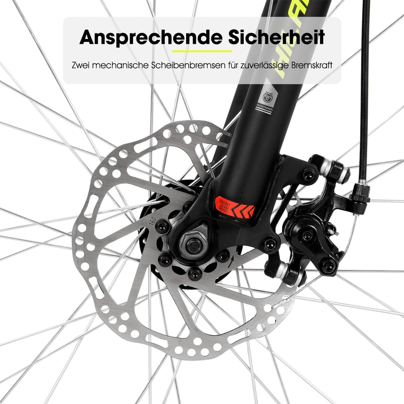 HILAND Mountainbike 27,5 Zoll, 18 Gang Herren und Damen MTB mit Doppelte Scheibenbremsen, 26 Zoll Mountainbike für Erwachsene mit Federgabel, MTB für Männer und Frauen, Gelb