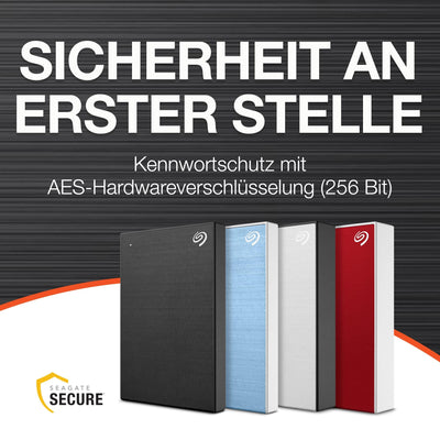 Seagate One Touch 5TB tragbare externe Festplatte, Hardwareverschlüsselung mit Kennwortzugriff, PC, Notebook & Mac, USB 3.0, Space Gray, inkl. 2 Jahre Rescue Service, Modellnr.: STKZ5000404