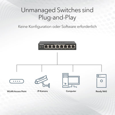 NETGEAR 5-Port Gigabit Ethernet Unmanaged PoE+ Switch (GS305P): mit 4 PoE+ bei 63 W, Desktop- oder Wandbefestigung