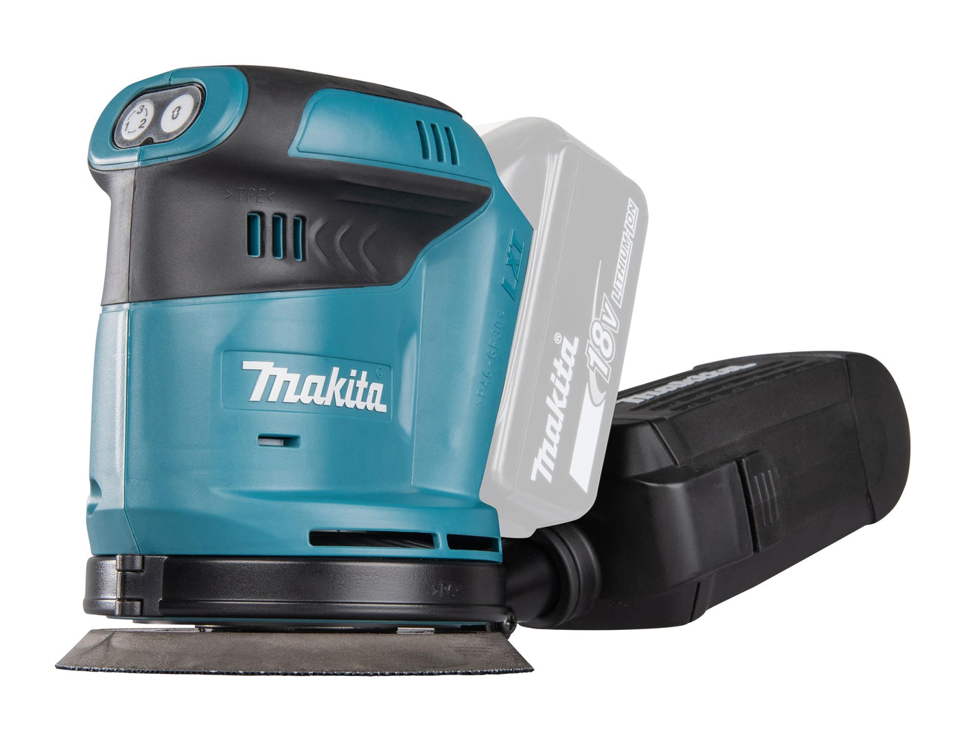 Makita DBO180Z Akku-Exzenterschleifer 18V (ohne Akku, ohne Ladegerät), Blau, Silber, 125 mm