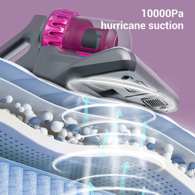 Hyuduo Matratzenstaubsauger, Kabelloser 3-in-1-Hand-Bettkissen-Sofa-Reiniger, Grau, mit LCD-Display und HEPA-Filter, für die Reinigung von Betten, Matratzen, Kissen, Sofas und Autos