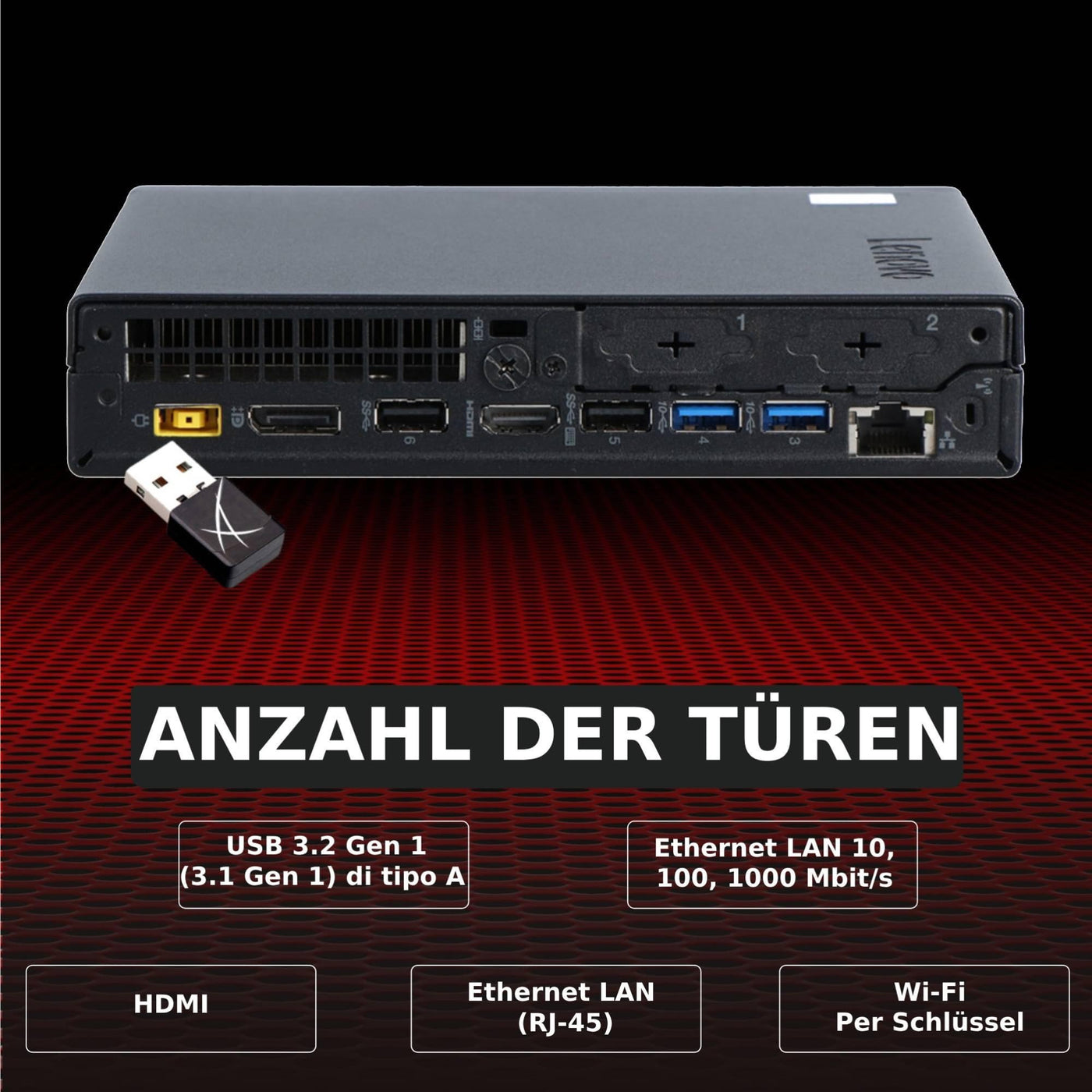 Lenovo Mini-PC ThinkCentre Core Full | Core i5 bis 3,50 GHz | RAM 32GB | NVMe SSD 512 GB WLAN | USB-C | Win 11 Professional Office 2021 36 Monate Garantie (erneuert)