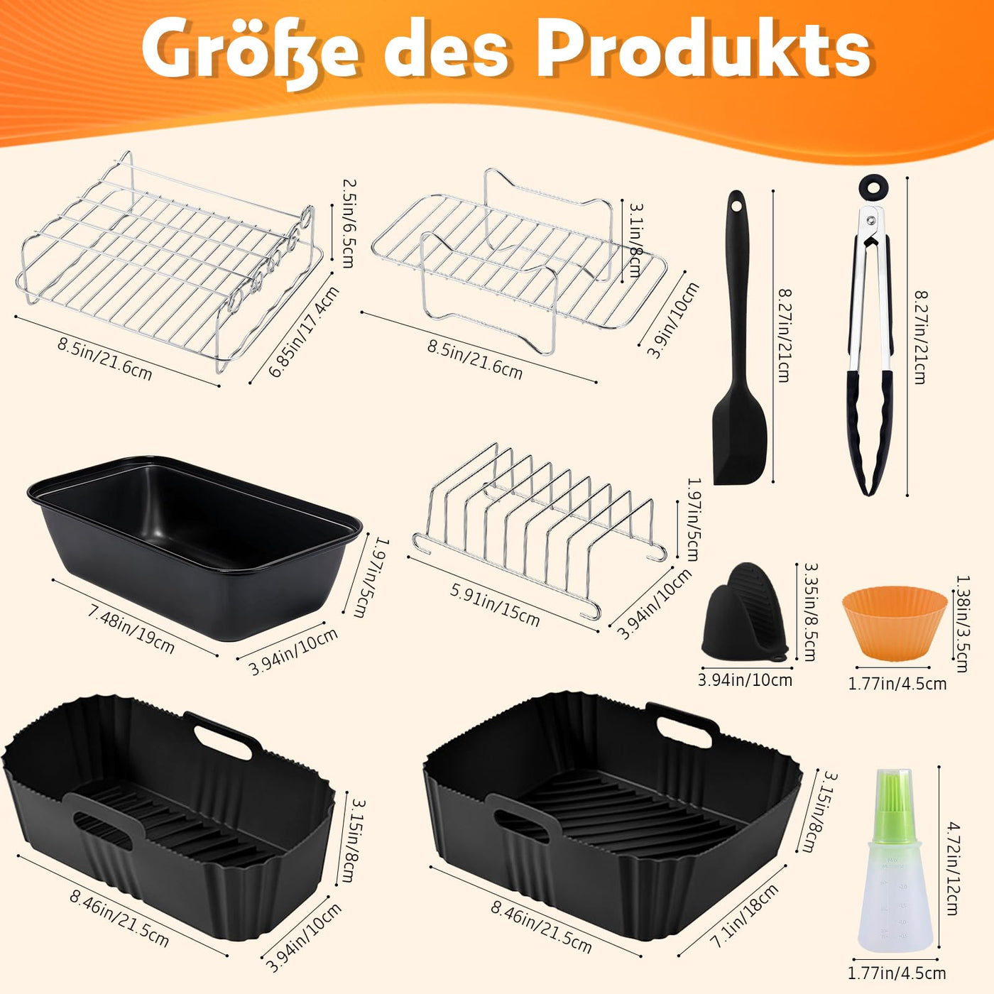 Heißluftfritteuse Zubehör für Tefal Ey9018 Dual Easy Fry 8,3L(5,2/3,1L), Silikonform Airfryer Zubehör, Zubehör Heißluftfritteuse Backform Grillrost Kuchenformen für Tower T17099/Salter EK5729