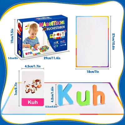 Jinxful Lernspiele ab 3 4 5 6 7 Jahre, Magnetische Buchstaben und Zahlen für Kinder Spielzeug ab 3-7 Jahre Junge Buchstaben Lernen Geschenk Mädchen 3 4 5 6 7 Jahre Montessori Spielzeug (199 Stück)