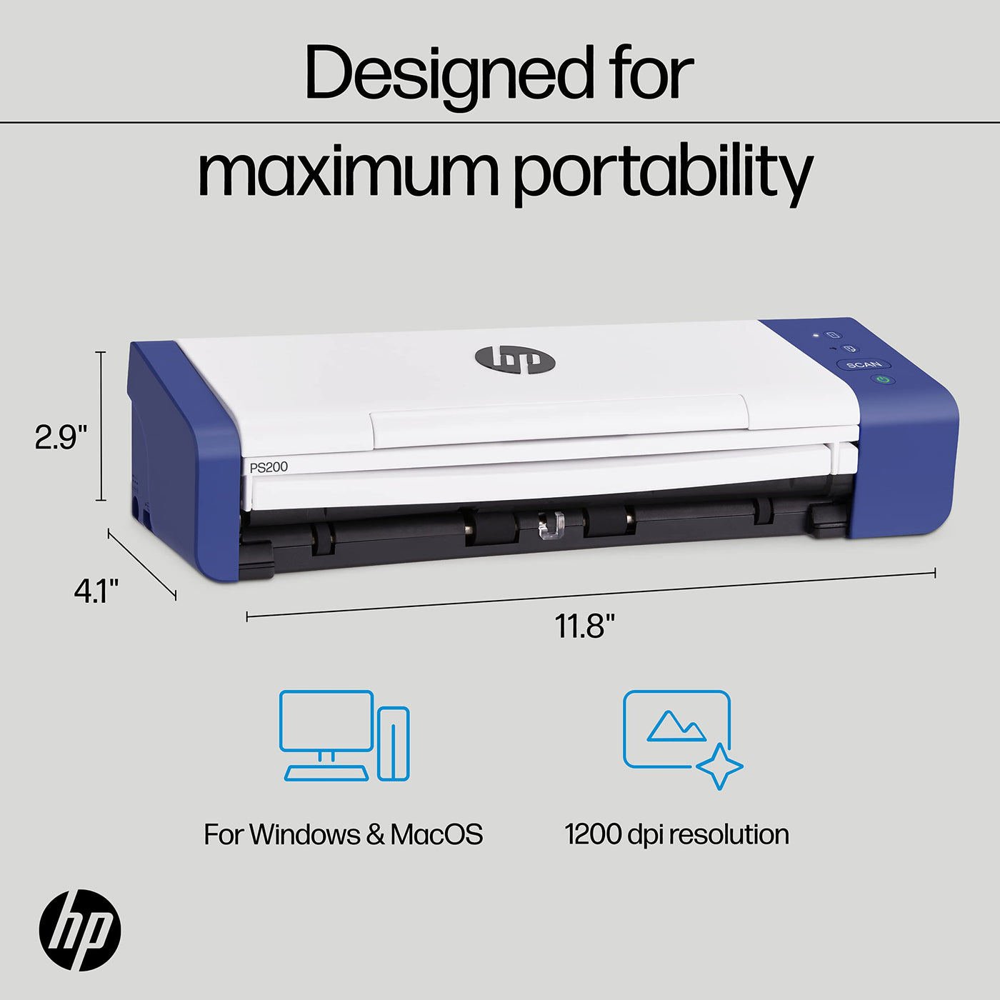 HP Kompakter Desktop Duplex USB Mobiler Dokumenten- & Foto-Scanner mit Auto-Feed Tray für tragbares 2-seitiges digitales Scannen