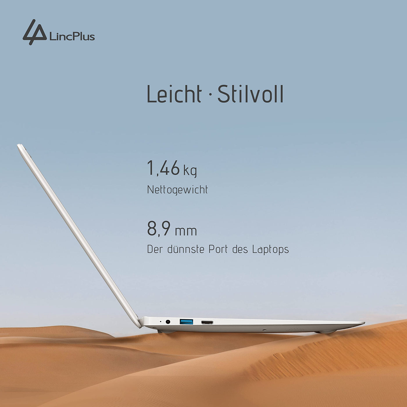 LincPlus Laptop Notebook 14 Zoll Full HD 4GB RAM + 128GB Netbook mit QWERTZ Tastaturlayout für Home/Office, Windows 10 S