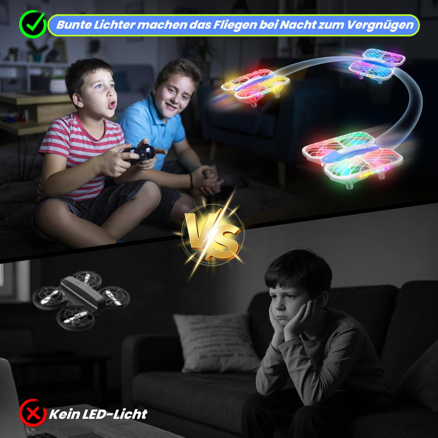 Mini Drohne für Kinder, HOFMOC Drohne mit 5 LED-Leuchten, 3D-Flip, One-Key Start/Landung, Headless-Modus, 3 Geschwindigkeitsmodi, 22 Min Flugzeit, Spielzeugdrohne Geschenke für Kinder ab 6 Jahren