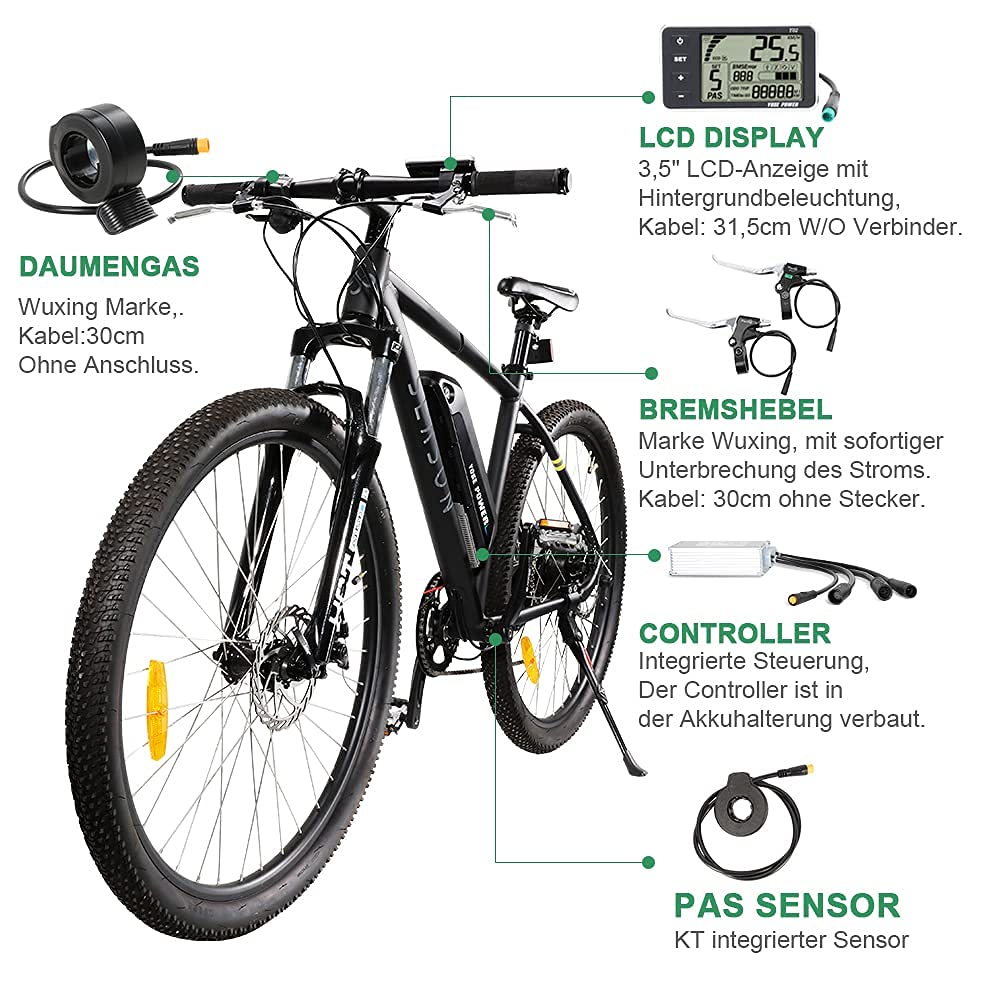 SHIMOST 28 Zoll 700C E-Bike Umbausatz Conversion Kit 36V350W Heckmotor mit 36V13Ah Li-ion Batterie für Hinterrad 6-9 Gang Schraubkranz, Integrierte Controller, LCD Anzeige, PAS Sensor