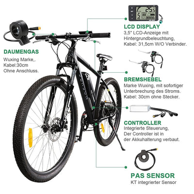 SHIMOST 28 Zoll 700C E-Bike Umbausatz Conversion Kit 36V350W Heckmotor mit 36V13Ah Li-ion Batterie für Hinterrad 6-9 Gang Schraubkranz, Integrierte Controller, LCD Anzeige, PAS Sensor