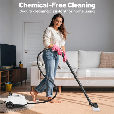 RELAX4LIFE Dampfreiniger, Dampfdruck: 5 bar, Leistung: 2000W, Flächenleistung: 108 m², Tank: 1,8 L, Aufheizzeit: 8 min., mit 24 Zubehöre&Druckmesser, für Teppiche, Boden, Fliese, Fenster, Sofa (Weiß)