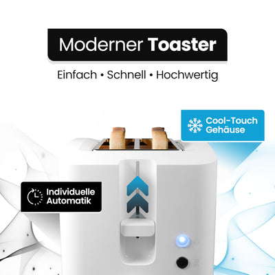Clatronic® Toaster 2 Toastschlitze | Toaster mit Brötchenaufsatz | Toaster 2 Scheiben mit Liftfunktion | Toster mit Auftau- und Aufwärm-Funktion | für Brötchen und Toast | TA 3801 weiß