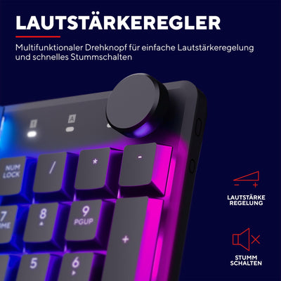 Trust Gaming GXT 866 Torix Mechanische Tastatur Deutsches QWERTZ Layout, Huano-Switches, Flache Tasten, RGB Beleuchtung, Anti-Ghosting N-Key Rollover USB Programmierbare Gaming Tastatur PC Laptop