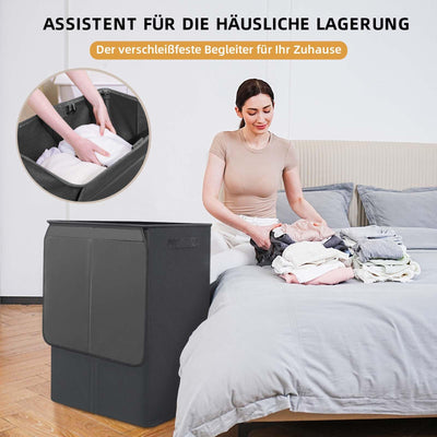 Wäschekorb Mit Deckel, 160L Extra Große Wäschekorb 3 Fächer Schmutzige Kleidung Hampers Für Wäsche Geteilt Wäschekorb Veranstalter Für Schlafzimmer, Dunkelgrau