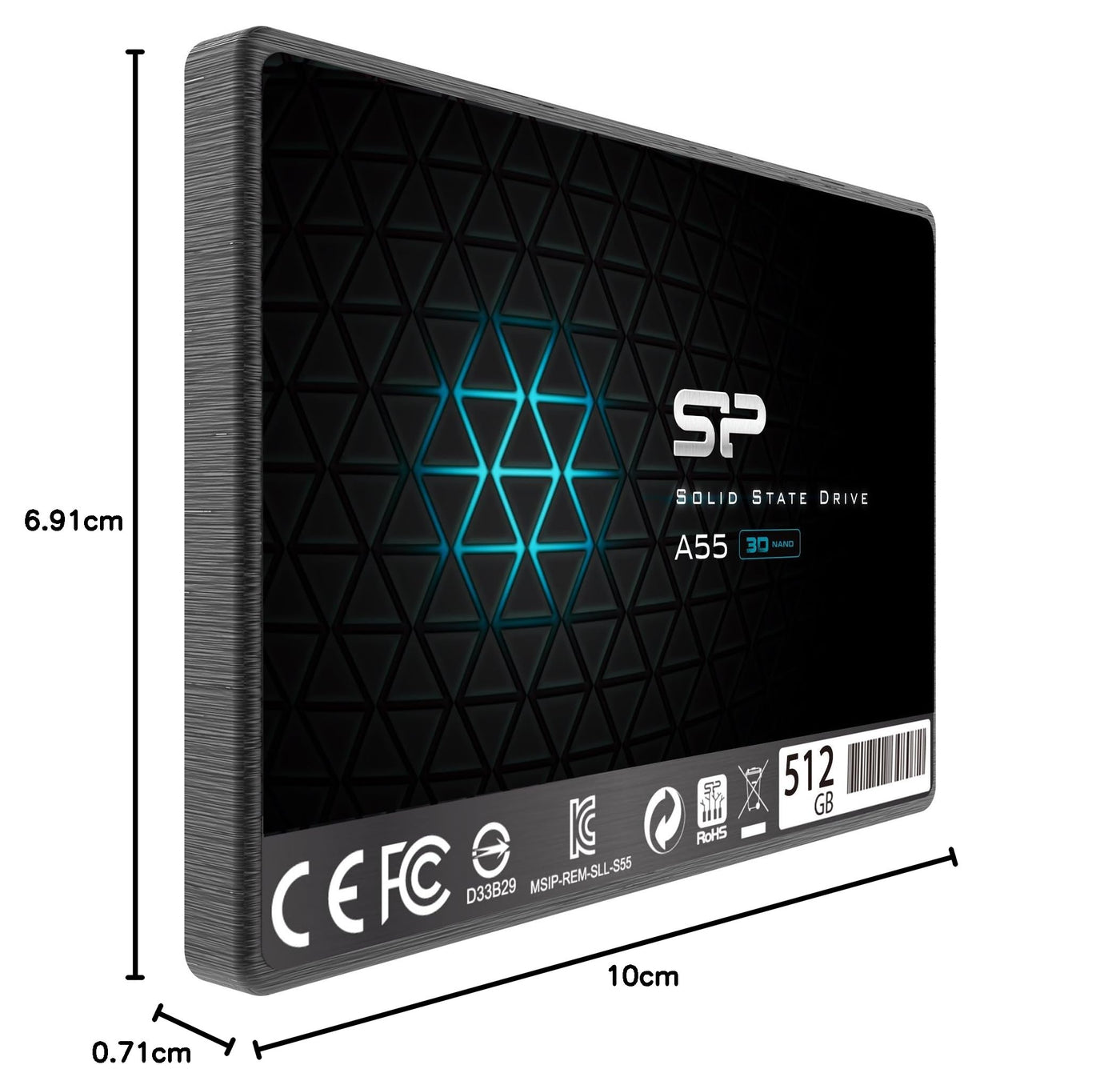 Silicon Power SSD 512GB 3D NAND A55 SLC Cache Performance Boost 2,5 Zoll SATA III 7mm (0,28") Interne SSD, Festkörper-Laufwerk