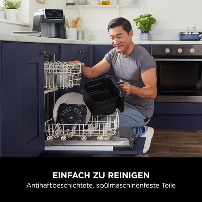 Ninja Air Fryer Heißluftfritteuse MAX PRO, 6,2L Airfryer, Antihaftbeschichtung, spülmaschinenfester Korb und Crisper Gittereinsatz, Fritteuse ohne Öl, digital, Kochen aus dem Gefrorenen, Grau, AF180EU