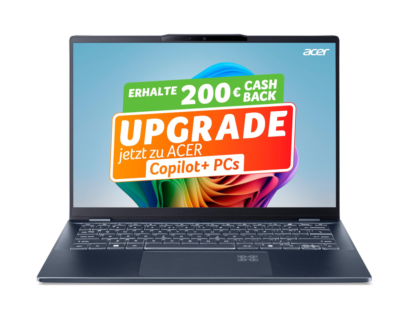 Acer Swift 14 AI (SF14-51-719M) KI Laptop, Copilot+ PC, 14" WQ2.8K OLED Display, Intel Core Ultra 7 256V, 16 GB RAM, 1TB SSD, Intel Arc Grafik 140V, Windows 11, QWERTZ Tastatur, blau