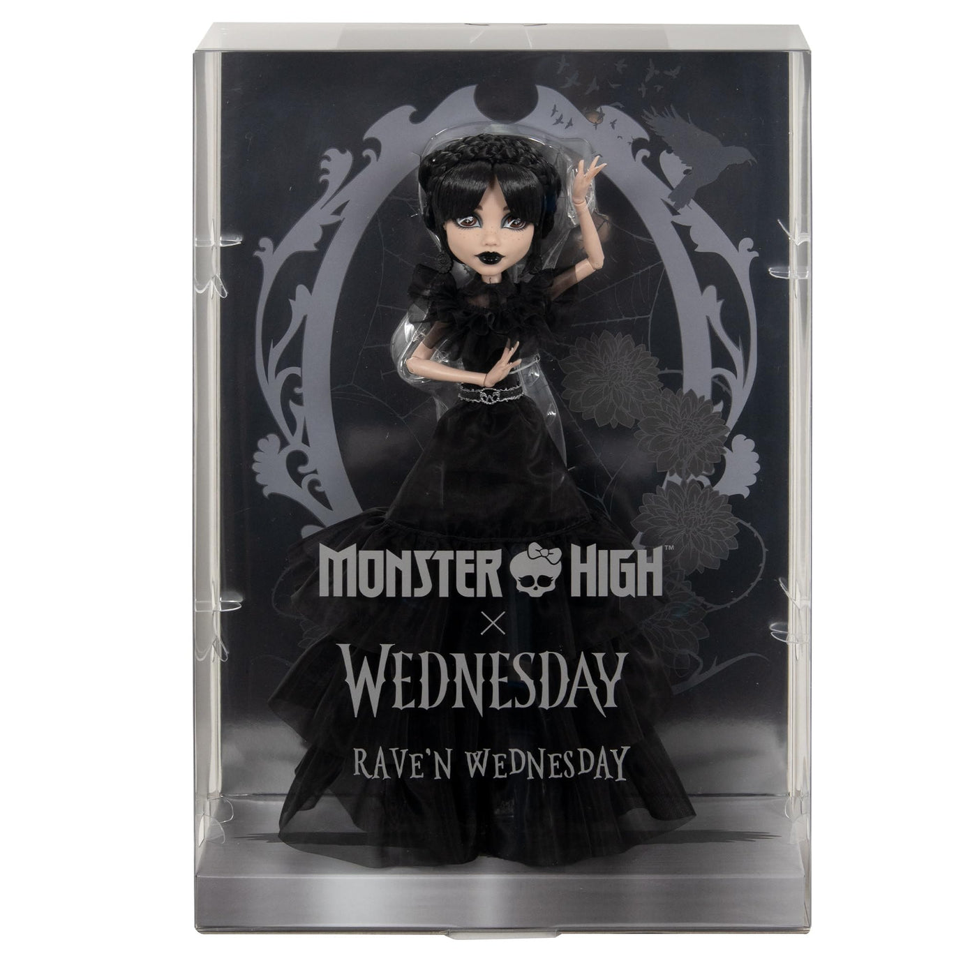 Monster High Wednesday Puppe, Rave’N Wednesday Sammelfigur in schwarzem Gothic-Kleid, inspiriert von der Tanzszene, Premium-Accessoires und Puppenständer, HXJ03