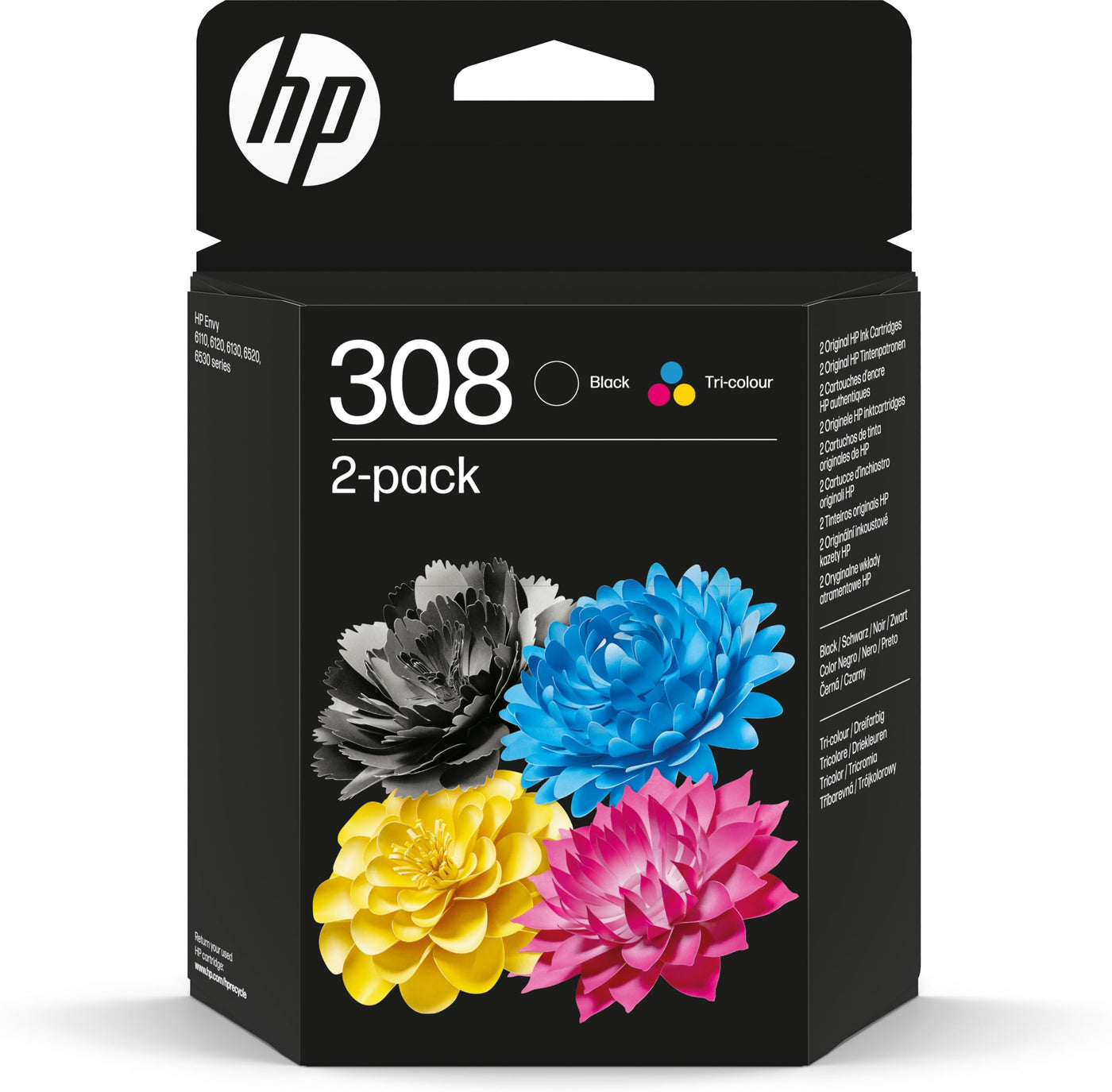 HP 308 2er-Pack Schwarz/Cyan/Magenta/Gelb Original Druckerpatronen-Kombipackung
