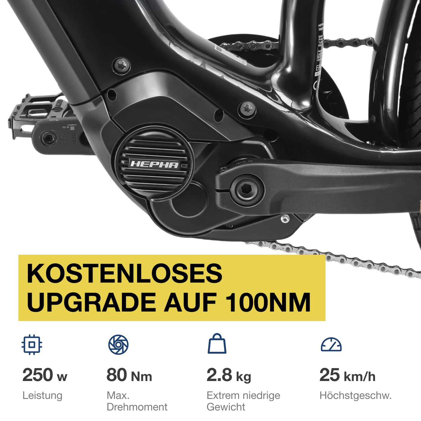 HEPHA E-Bike Trekking 7 Long Range LTD, 80Nm Mittelmotor (Upgrade AUF 100NM) Pedelec, Elektrofahrrad 708Wh Akku (bis zu 200KM), 10-Gang, APP, Unisex, 27,5 Zoll(Highstep, Schwarz, L-52cm)