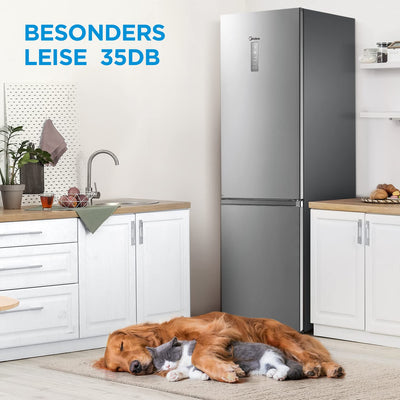 Midea MDRB521MGB02 Kühl-/Gefrierkombination/NoFrost/Inverter Kompressor/Metal Cooling/Niedrigtemperaturzone/180° Verstellbare Gefrierfach-Schublade/201 cm hoch/256 L Kühlteil/122 L Gefrierteil