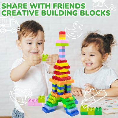 Mirthben 120 Stück Große Bausteine Set, 2 Formen und 8 Farben Bauklötze, Kompatibel mit Duplo Steine und Allen führenden Marke, Bunte Bauspielzeug für Kinder ab 3 Jahren