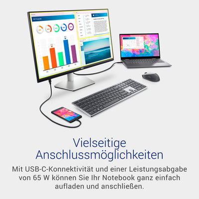 Dell S2722DC USB-C 27 Zoll QHD (2560x1440) Monitor, 75Hz, IPS, 4ms, AMD FreeSync, 99% sRGB, Eingebaute Lautsprecher, USB-C, 2x HDMI, 2x USB, 3 Jahre Garantie, Platinum Silver