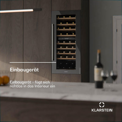Klarstein Vinsider Duo Weinkühlschrank - 79 Flaschen, 2 Zonen, 5-22 °C, Touch-Bedienung, LED-Beleuchtung, UV-Schutz, Einbauschrank, Schwarz