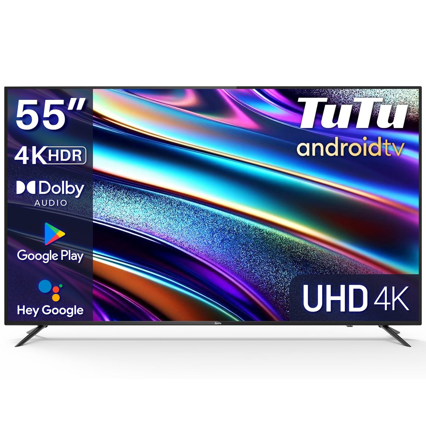 TuTu Smart TV 55 Zoll Fernseher 4K UHD HDR HLG Android TV APP Store Triple Tuner WiFi Bluetooth HDMI USB (2024)