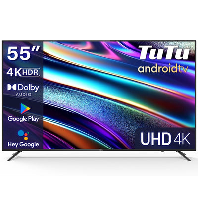TuTu Smart TV 55 Zoll Fernseher 4K UHD HDR HLG Android TV APP Store Triple Tuner WiFi Bluetooth HDMI USB (2024)