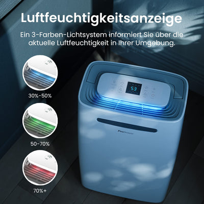 Pro Breeze Luftentfeuchter 20L in 24h Entfeuchtungsleistung - Raumgröße ca. 195m³ (~30 m²) - mit 4 Betriebsarten, Digitalanzeige, Ablaufschlauch, Wäschetrocknung, Timer - Gegen Feuchtigkeit, Schimmel