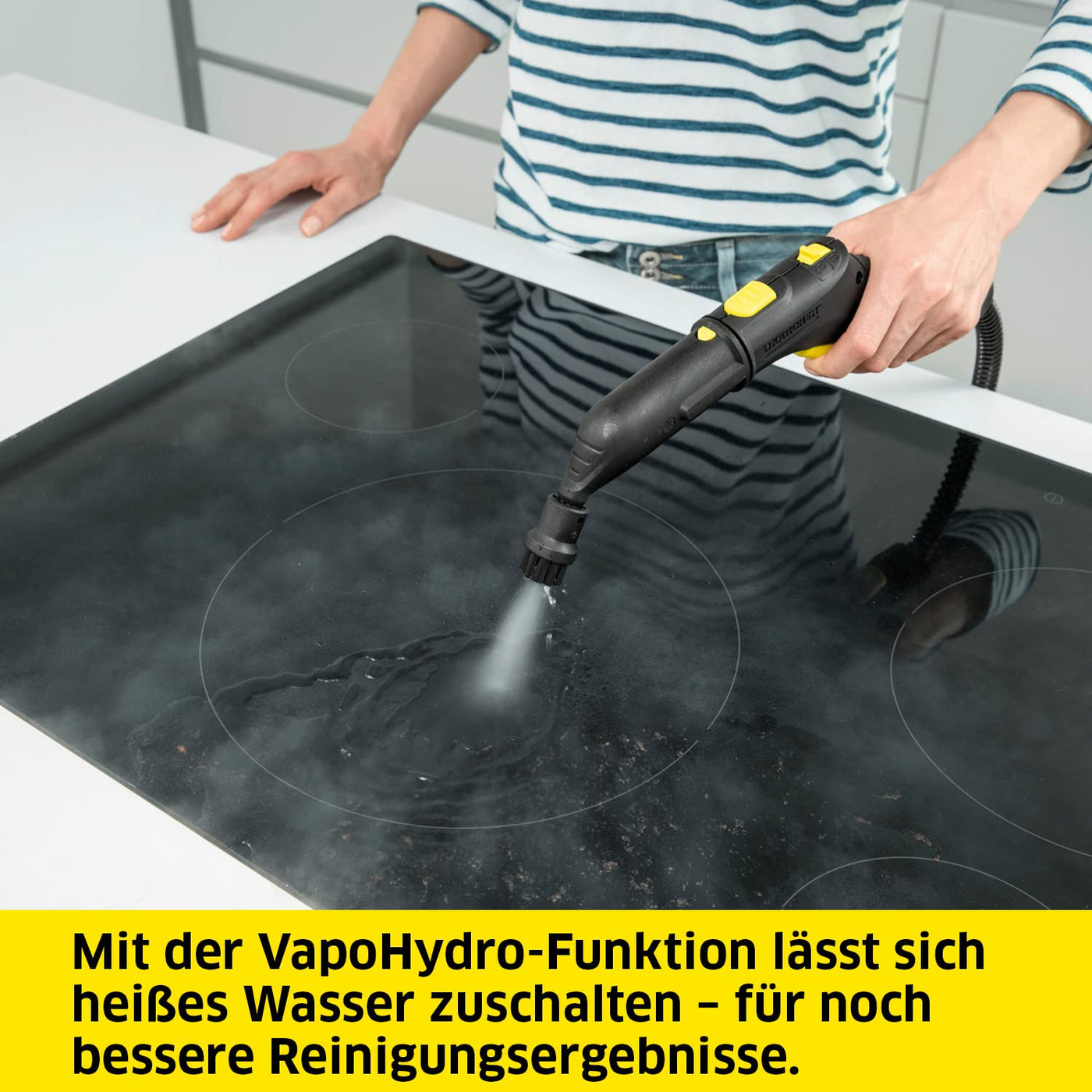 Kärcher Dampfreiniger SC 5 EasyFix mit Heißwasser-Zuschaltung, Dampfdruck: 4,2 bar, Aufheizzeit: 3 min., Fläche: ca. 150 m², Tank: 0,5 l + 1,5 l, inkl. Bodenreinigungsset EasyFix und Düsen
