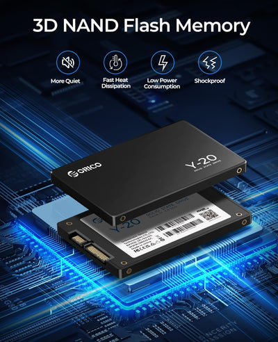 ORICO 2TB SSD SATA III 6Gb/s, 2.5“ Interne Solid State Festplatte, bis zu 500MB/s, Kompatibel mit Laptop und PC-Desktops-Y20