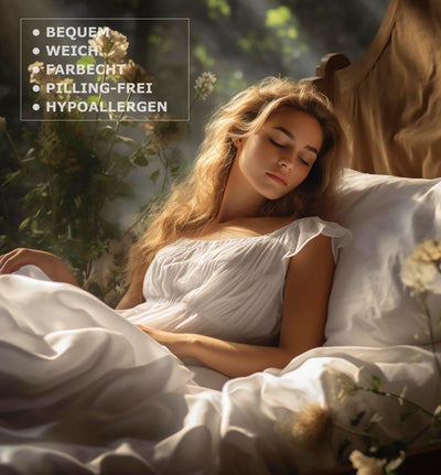 SALAD HOUSE Weiße Bettwäsche 135x200 Baumwolle, Allergiker Bettwäsche-Sets, Duvet Cover, Herbst Bettbezug + Satin Kissenbezug 80x80, Room Decor Bettwaren & Bettwäsche, 400TC