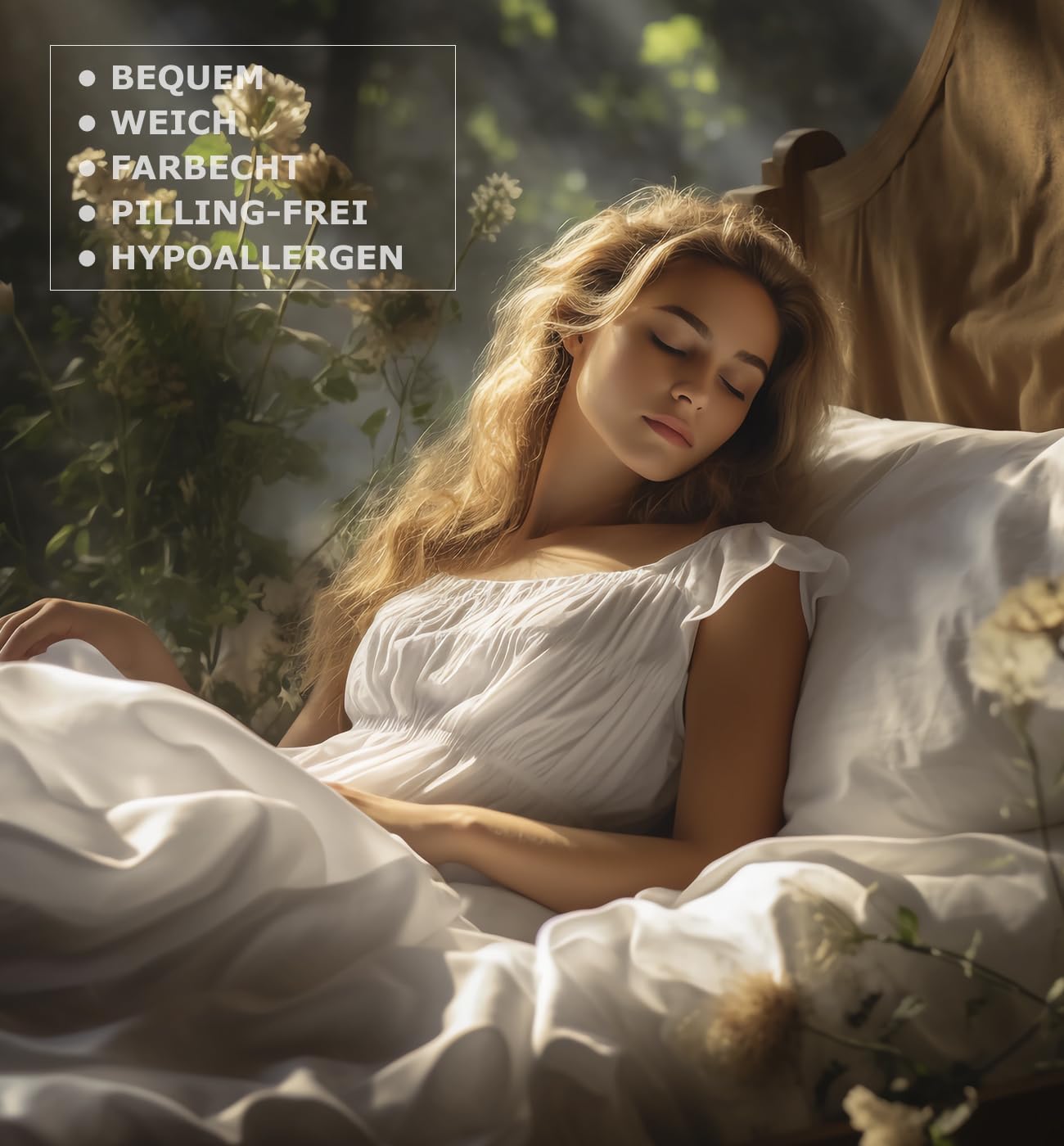 SALAD HOUSE Weiße Bettwäsche 135x200 Baumwolle, Allergiker Bettwäsche-Sets, Duvet Cover, Herbst Bettbezug + Satin Kissenbezug 80x80, Room Decor Bettwaren & Bettwäsche, 400TC