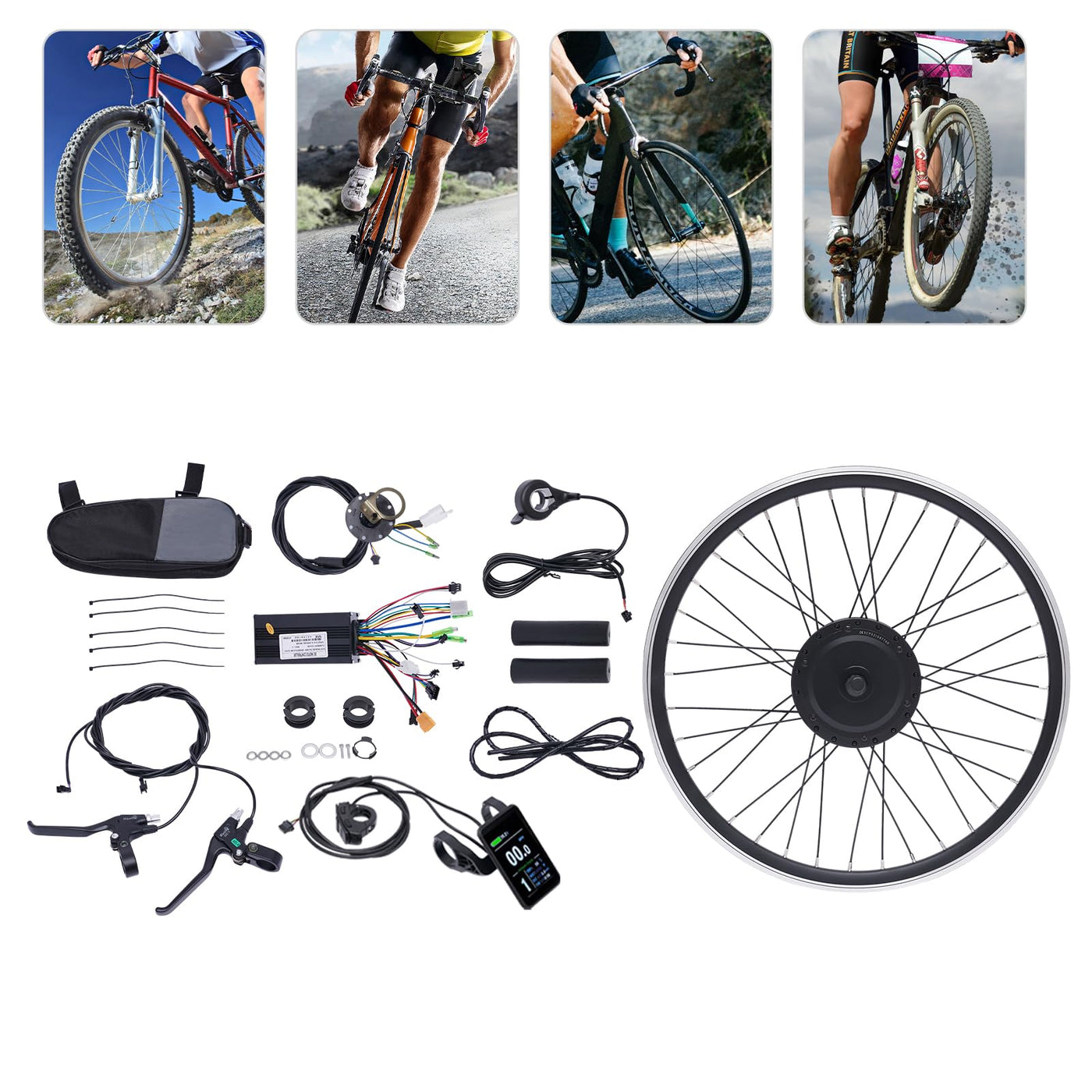 Dekltus Ebike Umbausatz, 36 V 24 Zoll Elektrofahrrad Umbausatz, 500W E-Bike Conversion Kit mit Display, Elektrofahrrad Motor Umbausatz Vorderrad - Maximale Geschwindigkeit von 30-35KM/H