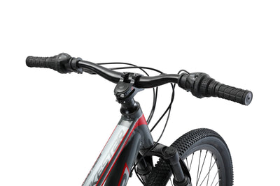 BIKESTAR Hardtail Aluminium Mountainbike Shimano 21 Gang Schaltung, Scheibenbremse 26 Zoll Reifen | 16 Zoll Rahmen Alu MTB | Grau & Rot