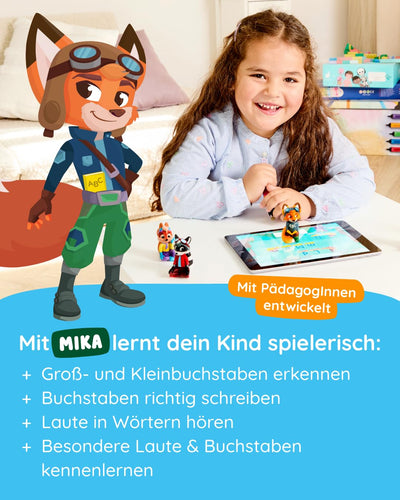 Edurino Figur Mika ABC: Buchstaben Lesen & Schreiben ab 4 Jahren - Stufe 2 inkl. App | Groß- und Kleinbuchstaben | Buchstaben richtig schreiben | Laute in Wörtern (Figur Mika)