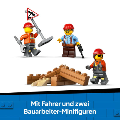 LEGO City Gelber Bulldozer Set – Spielzeugbaustelle, BAU- und Spielset – wirklichkeitsgetreue Baumaschine mit Fahrer und 2 Bauarbeitern – Geschenkidee für Kinder ab 8 Jahren – 60466