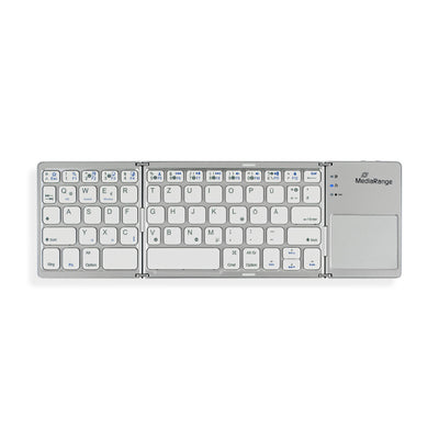 MediaRange kompakte Funk-Tastatur mit 63 Tasten und Touchpad, QWERTZ (DE/AT/CH) Tastaturbelegung, silber