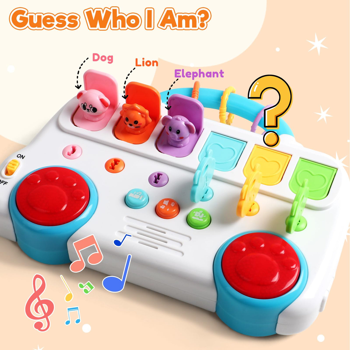 Montessori Spielzeug ab 1 Jahr-Kinderspielzeug ab 1 Jahre Musik Babyspielzeug ab 1 Jahre mit Licht & Klang Schlüsseltier Motorikspielzeug Musikspielzeug Geschenke Spiel ab 1 2 Jahr Mädchen Junge