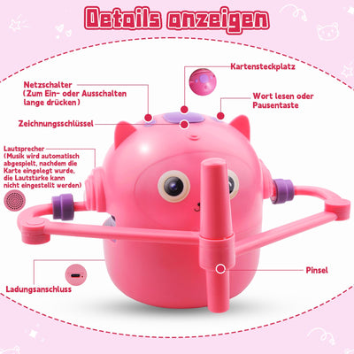 Zeichenroboter für Kinder, Roboter, Malroboter für Kinder, Drawing Robot mit 100 Karten, Drawing Robot zur Frühkindliche Bildung, Sprachinteraktiver Lernspielzeug für Jungen Mächen ab 3 Jahren