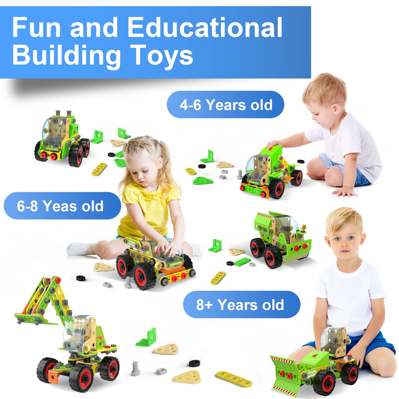 MOONTOY 14 Modelle Konstruktionsspielzeug ab 4 5 6 7 8 9 Jahr,Kreatives Lernspielzeug Bauspielzeug im 218 Teile Bauen Kinder ab 5,Bausteine STEM Baukasten Spielzeug Geschenk für Jungen Mädchen